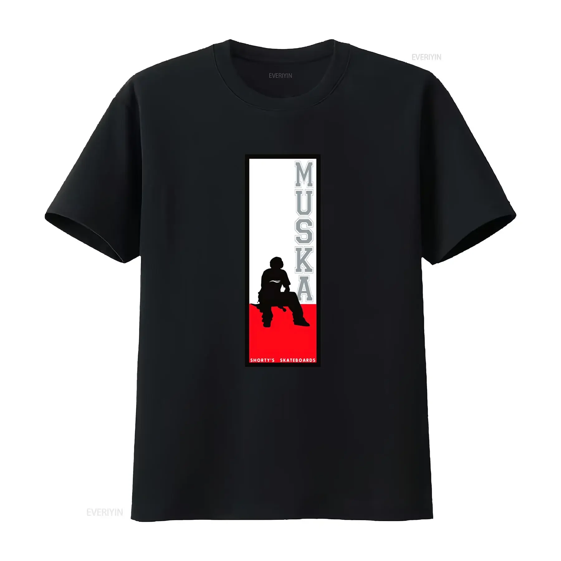Cool Streetwear Skateboard Skater Silhouette MUSKA Print Casual T Shirt vintage Washed Unisex Top For Everyday Wear graphic