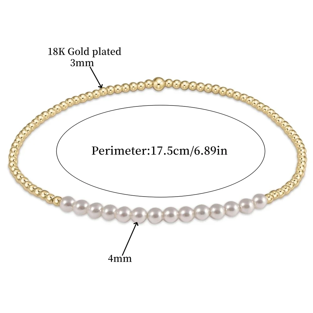 CCGOOD 18 K Gold Plated Ball Bracelets for Women Stack Shell Pearl Beads Bracelet Femme Pulseras Mujer Jewelry Accessories