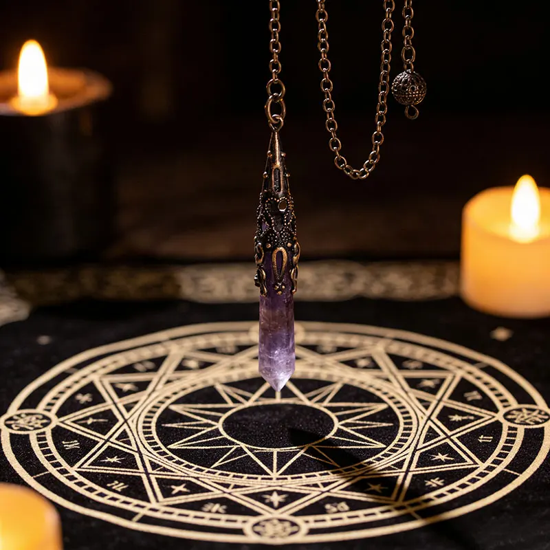 Reiki Natural Stone Crystals Pendulum for Divination  Amethysts Black Obsidian Pendant Healing Point Quartz Spiritual  Pendulos