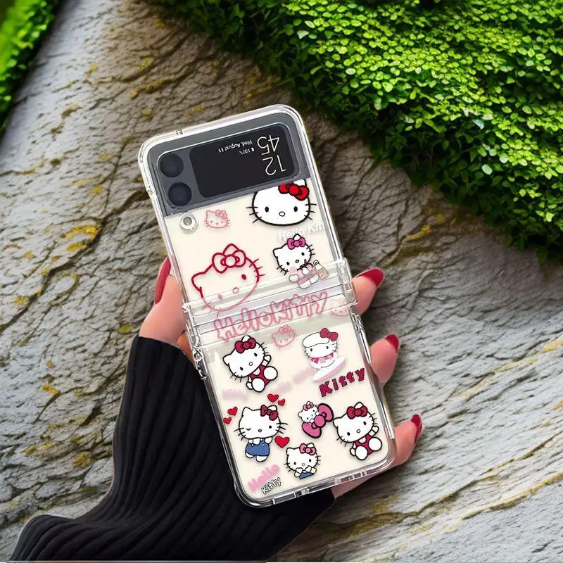 

New Sanrio Hello Kitty Cute Suitable for Samsung Zflp3 4 5 Phone Case Folding Screen Saver Protective Case Couple Phone Case