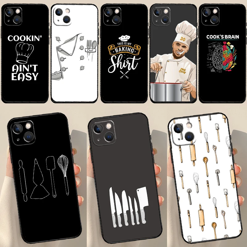 Baking Cook Chef Case For iPhone 16 X XR XS Max 12 13 Mini Plus 11 12 13 14 15 Pro Max Back Cover