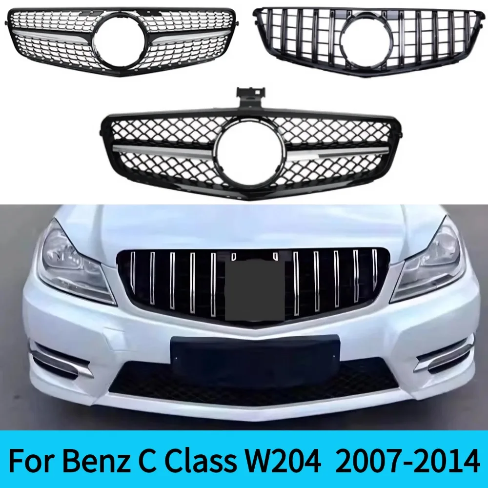For Benz C W204 C43 2007-2014 Front Bumper Grill Middle Grid Mesh Car Accessory Tuning Inlet Grille Enhanced Vehicle Look