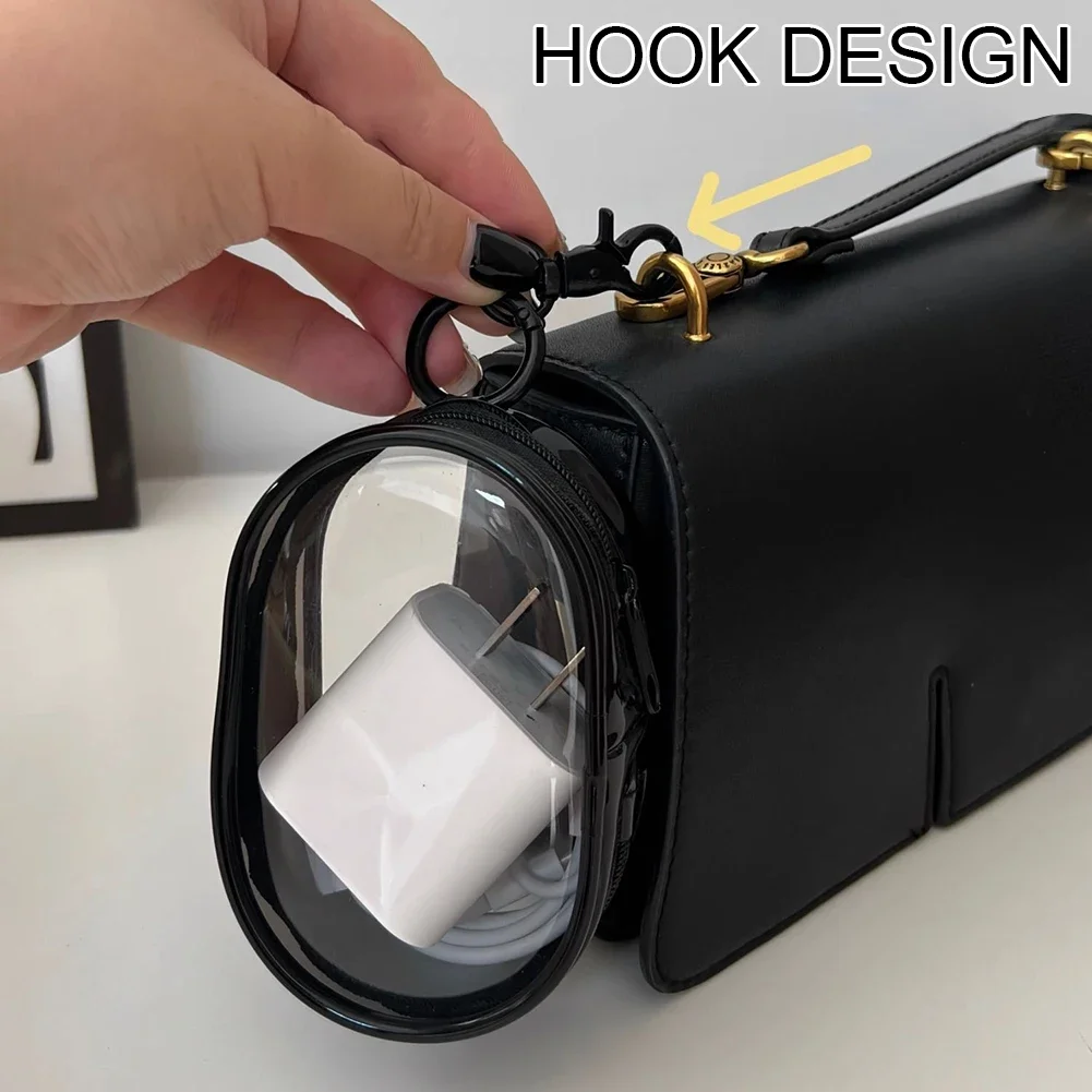 Portable Data Cable Storage Bag with Stand Clear Cable Organiser Mini Travel Cable-Winder Makeup Lipsticks Storage Pouch