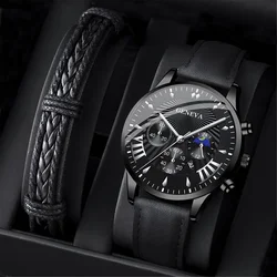 Simple Fashion Mens Sports Watches Business Quartz Wristwatches Luxury Black Leather Bracelet Men Casual Luminous Clock Watch