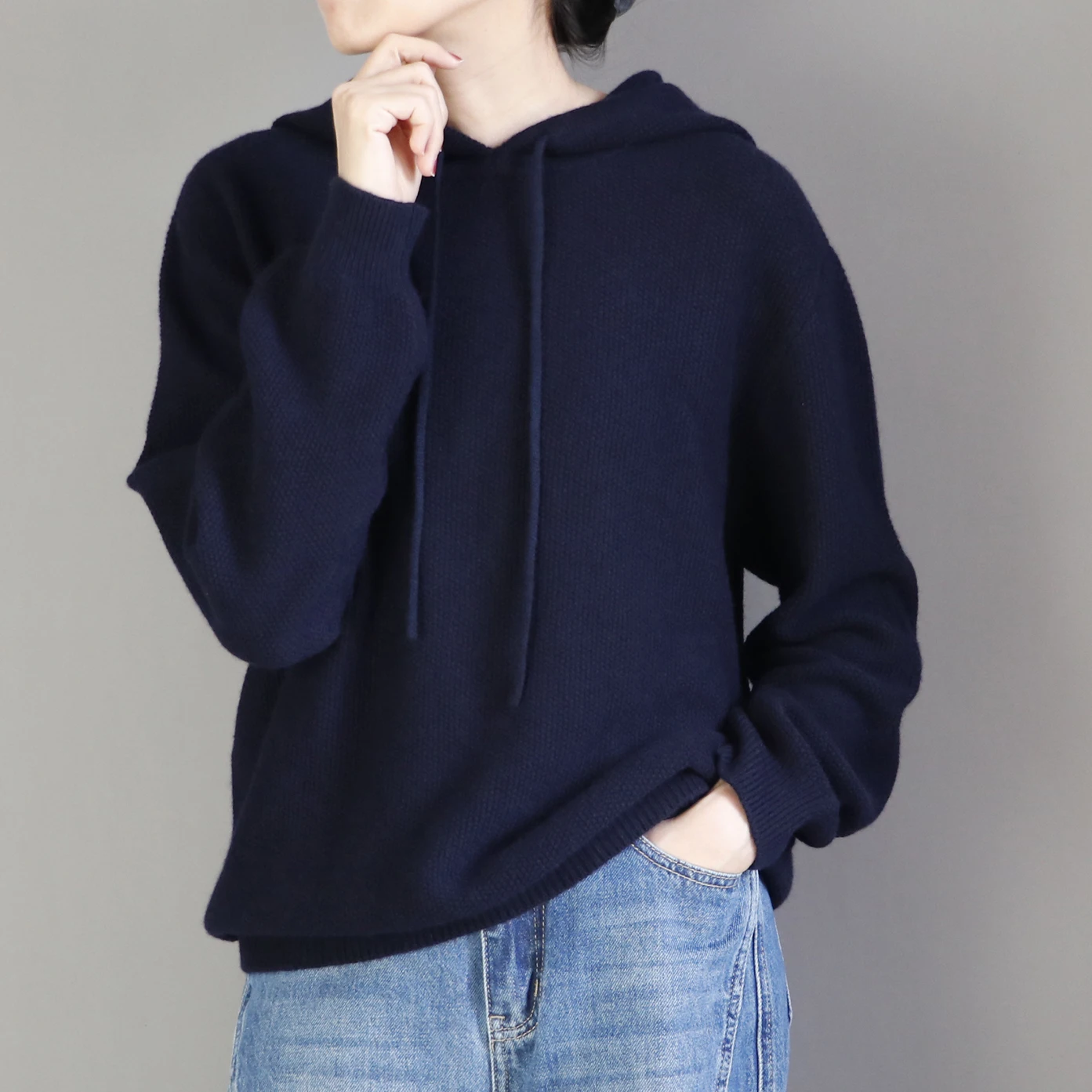 

Gaedy KVSS 26S2 Women's Camere Knitwear 2-Needle Osmanthus Needle Loose Fit Hooded Casual Sle Medium Softn