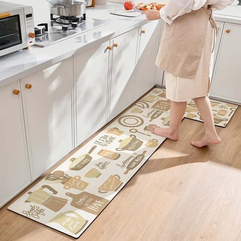 Waterproof Kitchen Mat Long Rug Leather Carpet Non-slip Rugs Easy To Clean Pvc Floor Mats Home Decoration Alfombras De Cocina