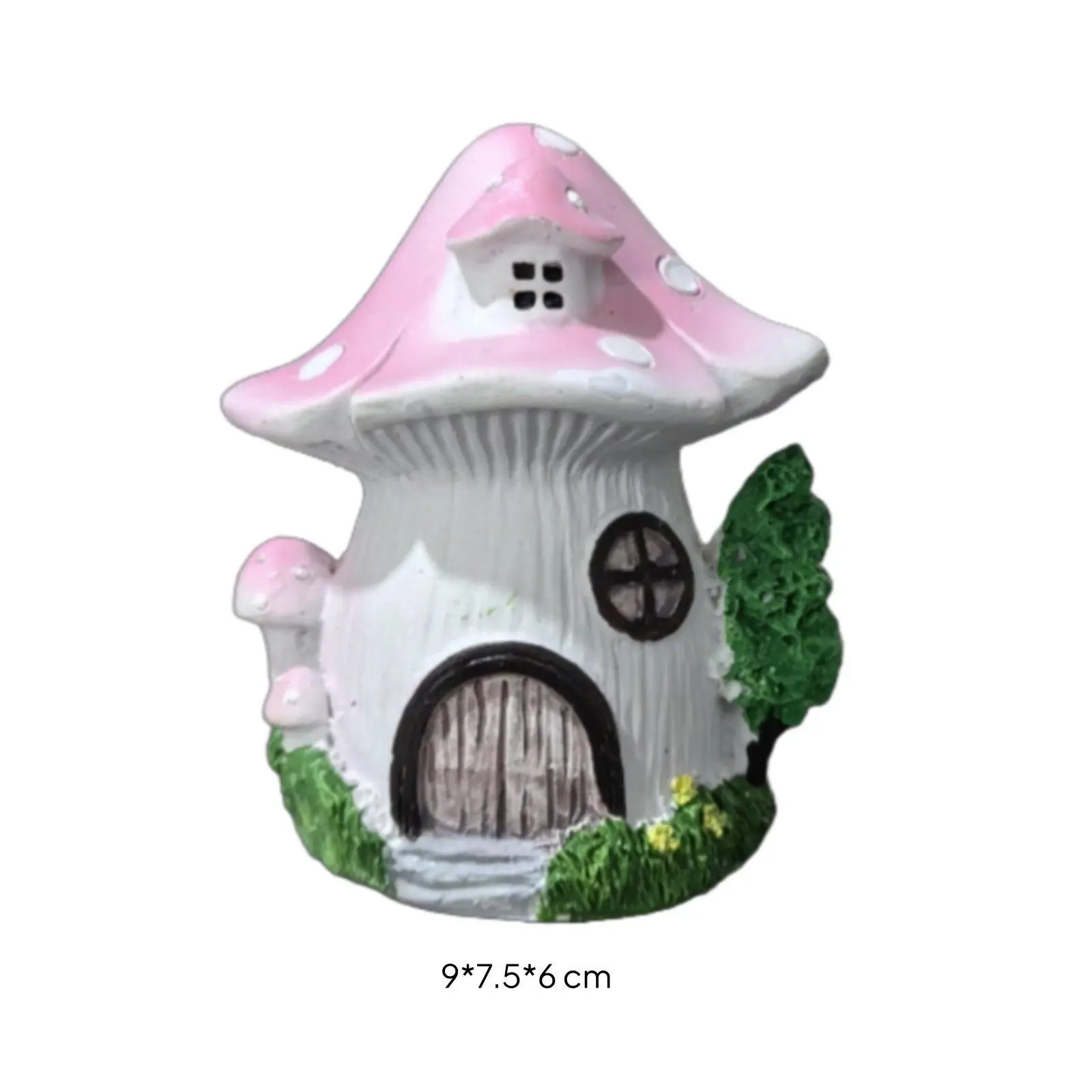 Luminous Mushroom House Cartoon Look Mushroom Glowing Figurine Battery Operated Garden Figurine for Kids, Patio, Bedroom,