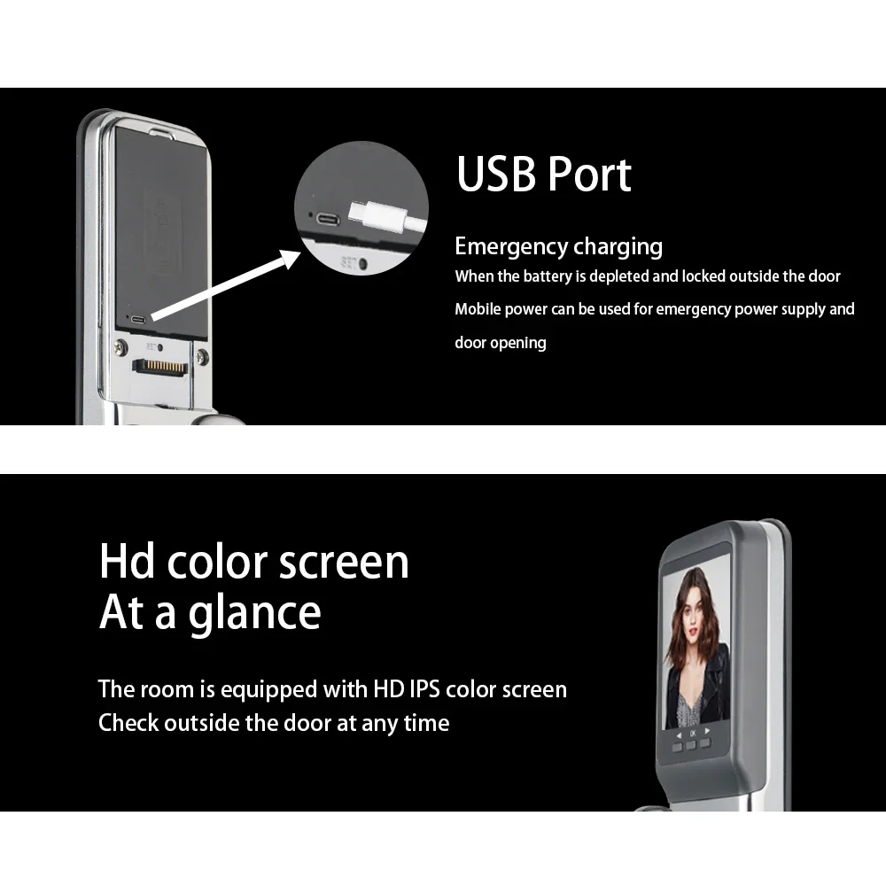 Cerradura de puerta inteligente totalmente automática para entrada, dispositivo de cierre de puerta con cámara Digital, muesca, huella dactilar, cara 3d