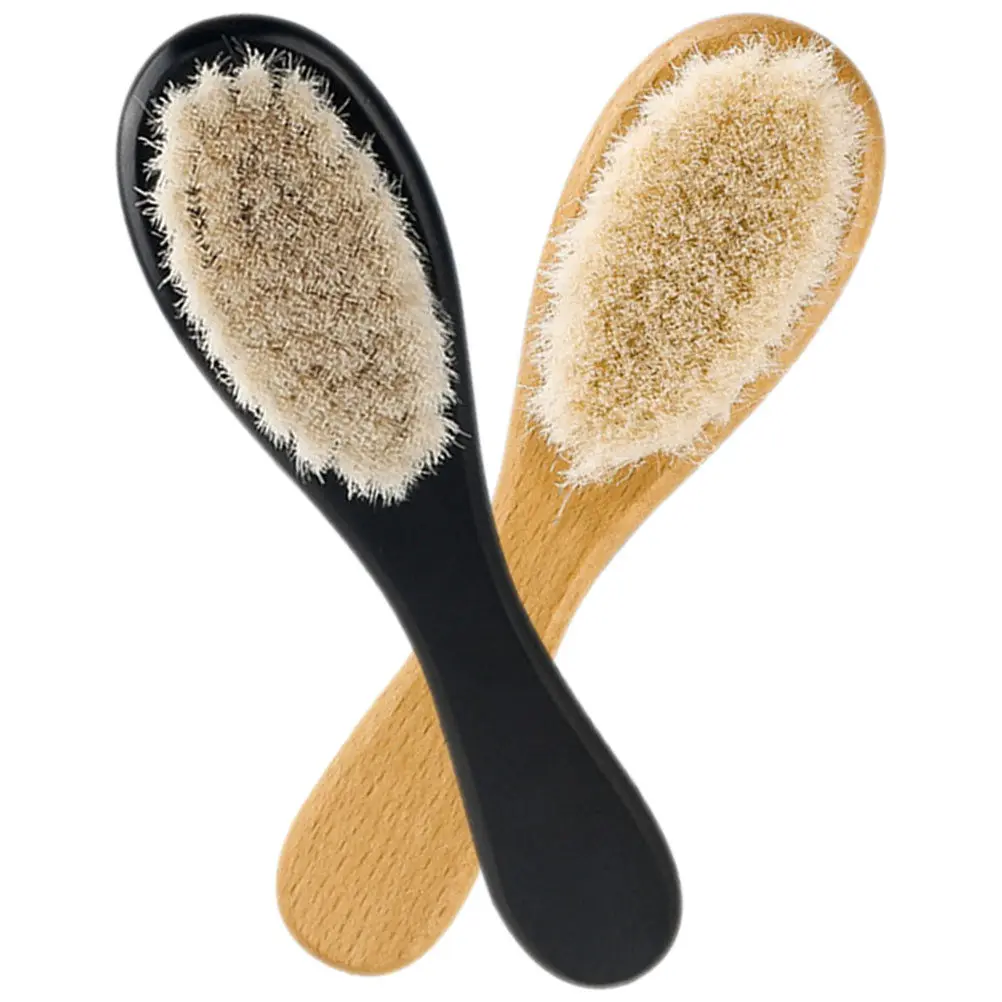

2Pcs Baby Hair Brush Cradle Cap Brush Soft Bristle Wooden Handle Toddler Newborn Infant Scalp Massage Shower Bath