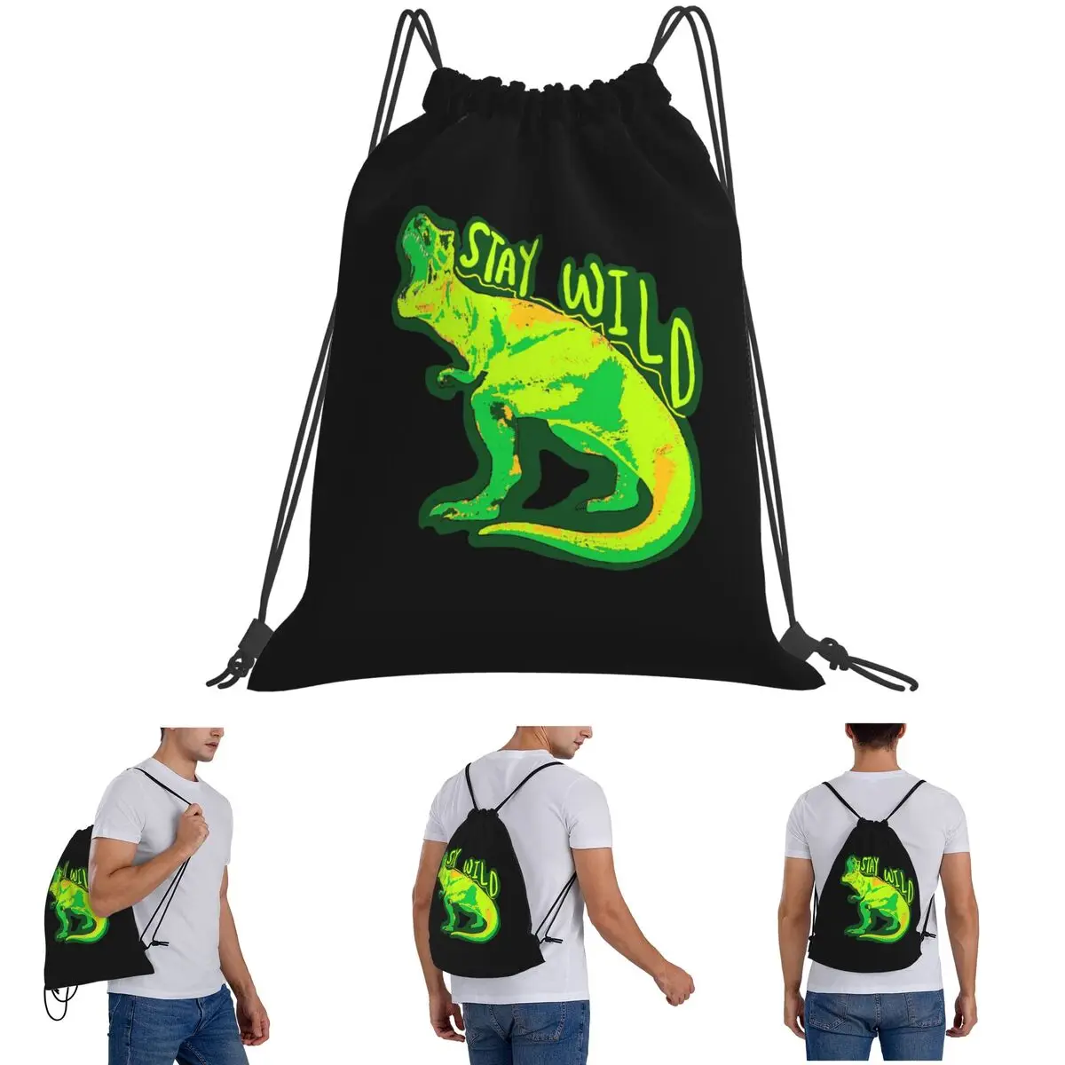 

STAY WILD And FEARLESS Backpacks Fashion Drawstring Bags Storage Bag Book Bags for Travel Students