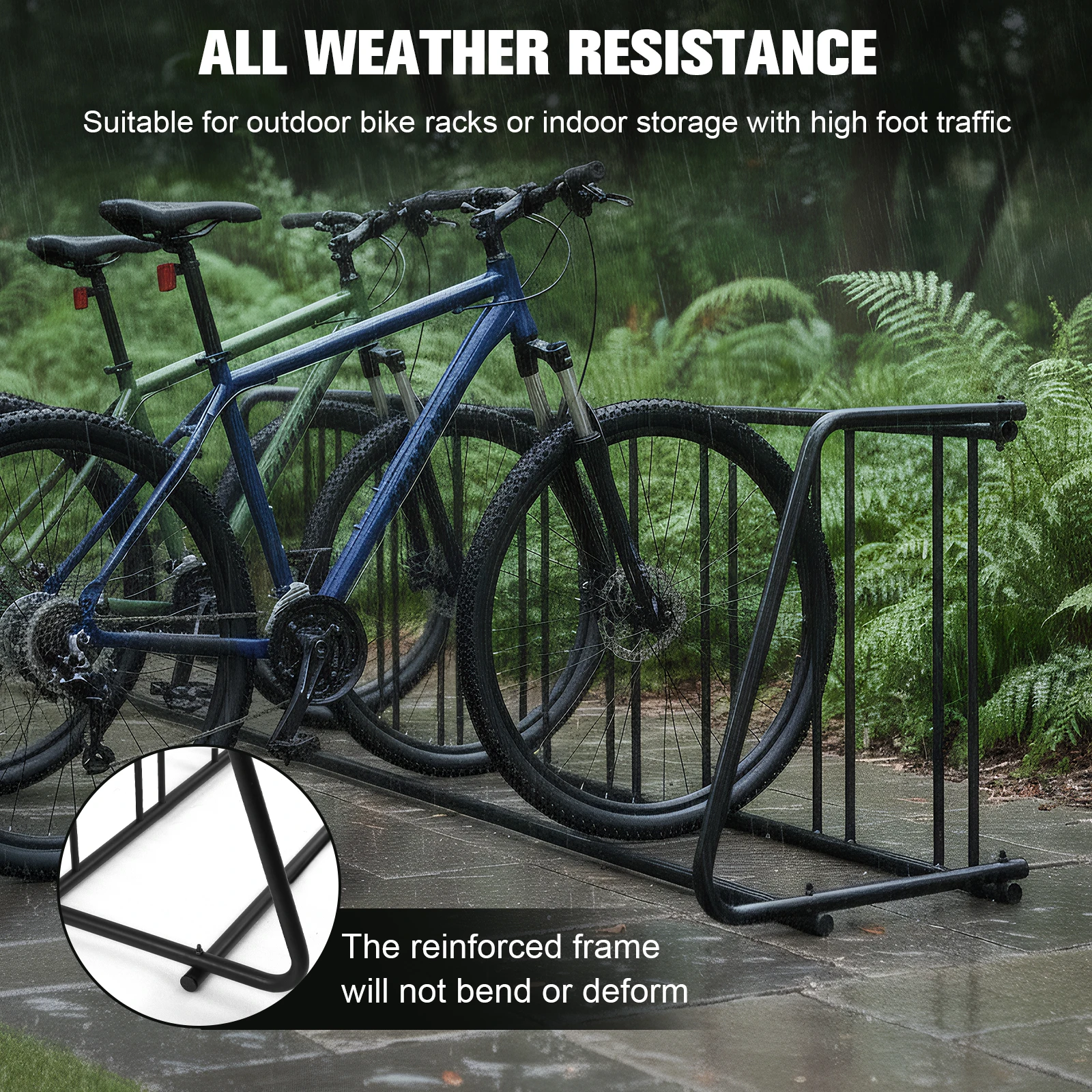 

Outdoor Bike Rack Stand Dual Sided Fits 12-29in Tires Garage Bike Storage Stand for 10 Holders for Garages Streets Yards Events