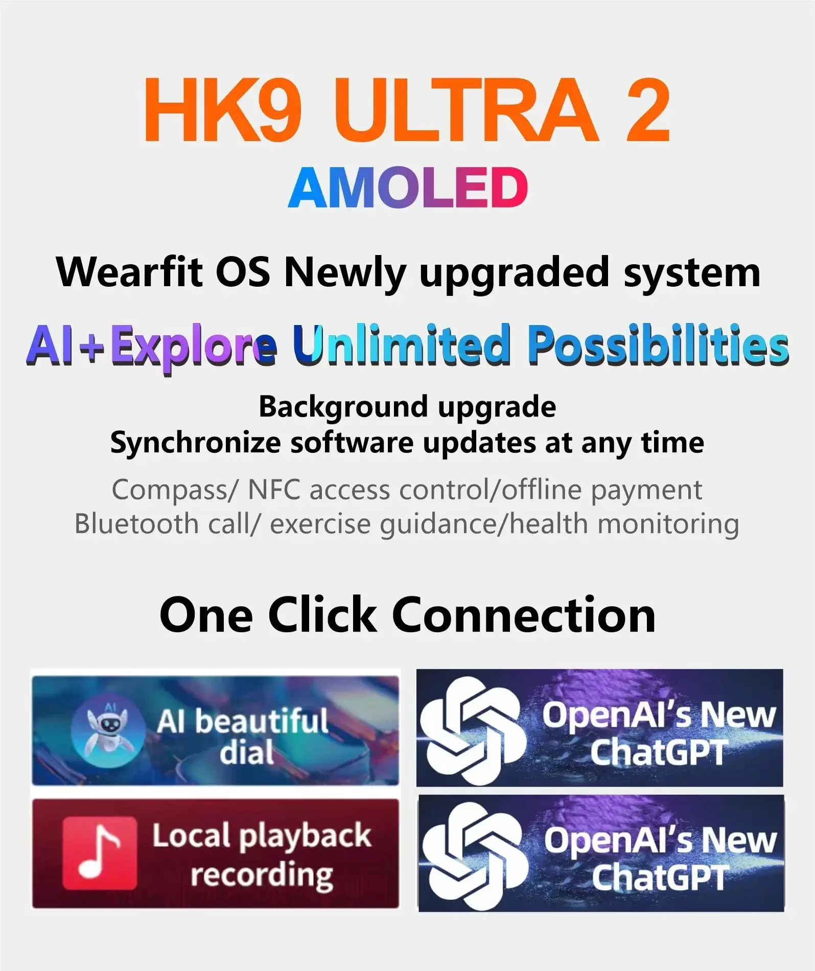 2024 HK9 Ultra 2 AMOLED Smartwatch Men HK8 Upgraded ChatGPT NFC Smart Watch 2GB ROM Dynamic Island Ai Watch Face For Android IOS