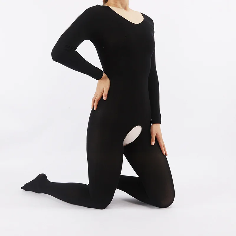 Women Body Stockings Open Crotch Nude Velvet Full-Body Jumpsuit Autumn Winter Thermal Underwear Tight Sheer Pantyhose