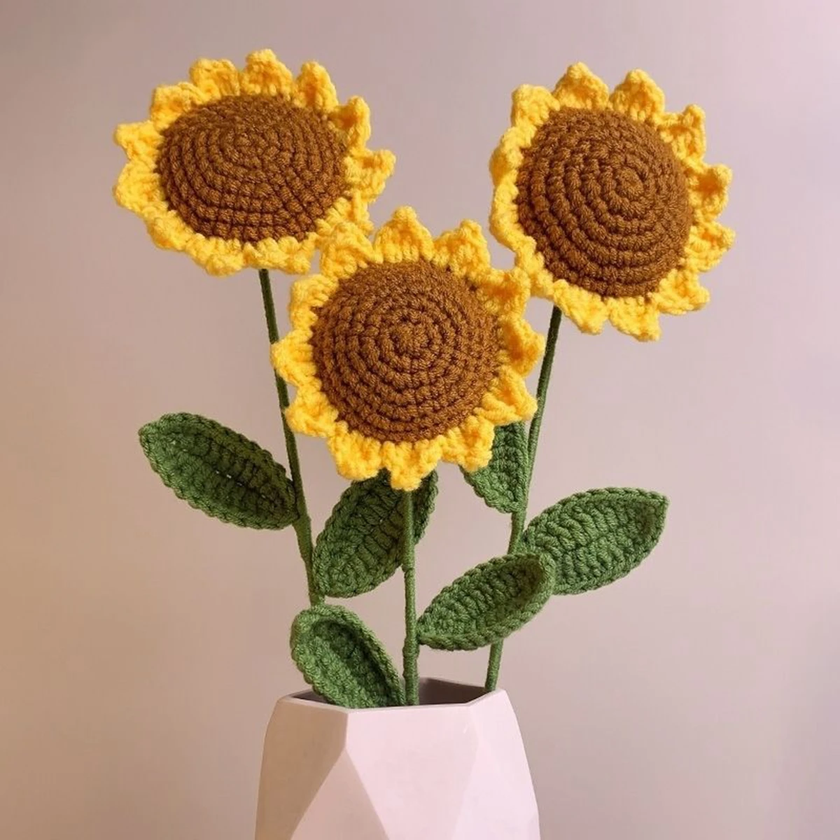 Artificial Flower Handmade crochet yarn sunflower Outdoor garden Wedding bridalbouquet Christmas Home vase Festival Diy Gift box