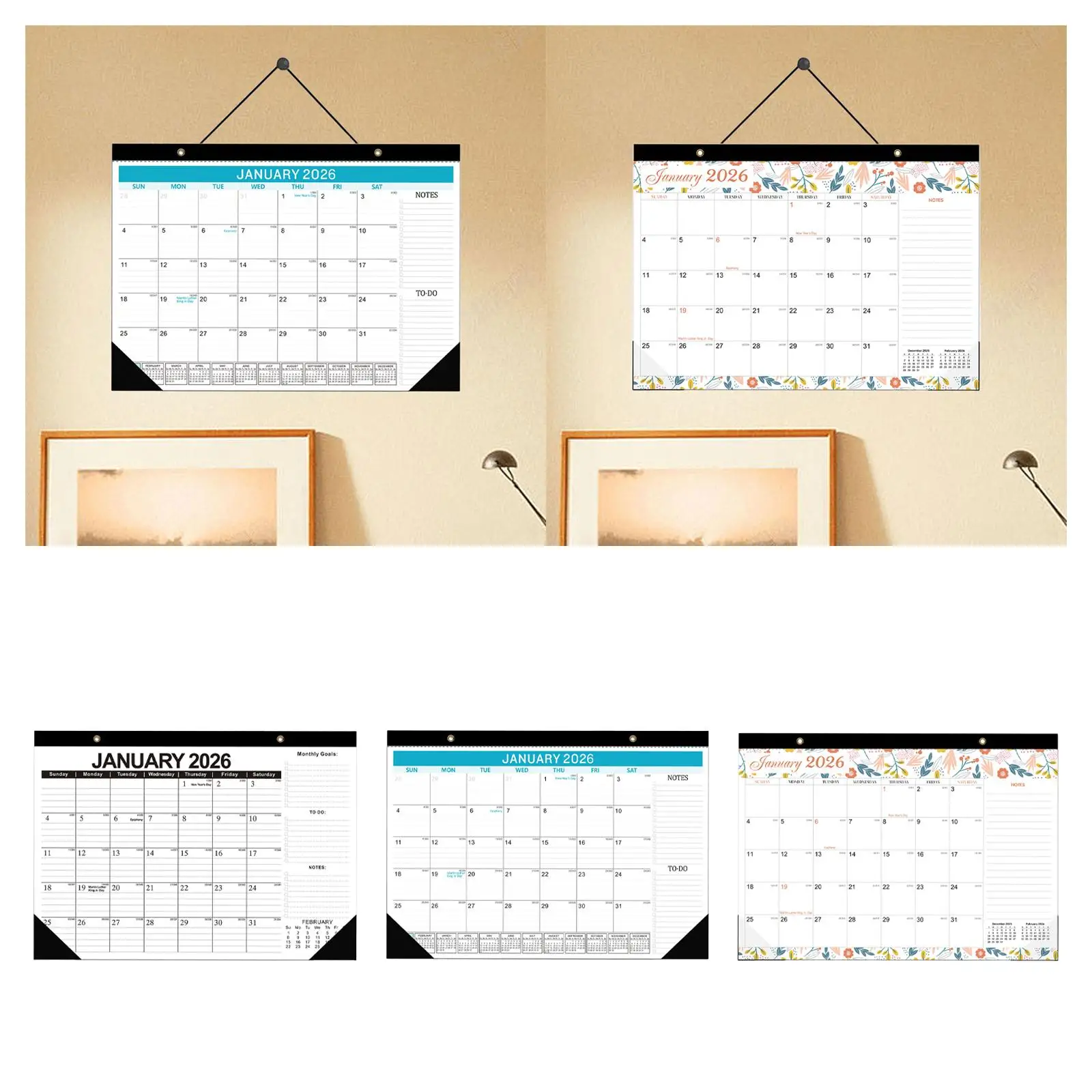 2026-2027 أجندة مكتبية /رزنامة مكتبية جدار التقويم زخرفة 18 شهرًا مخطط معلق للقيام قائمة لمدرسة النوم الربيع