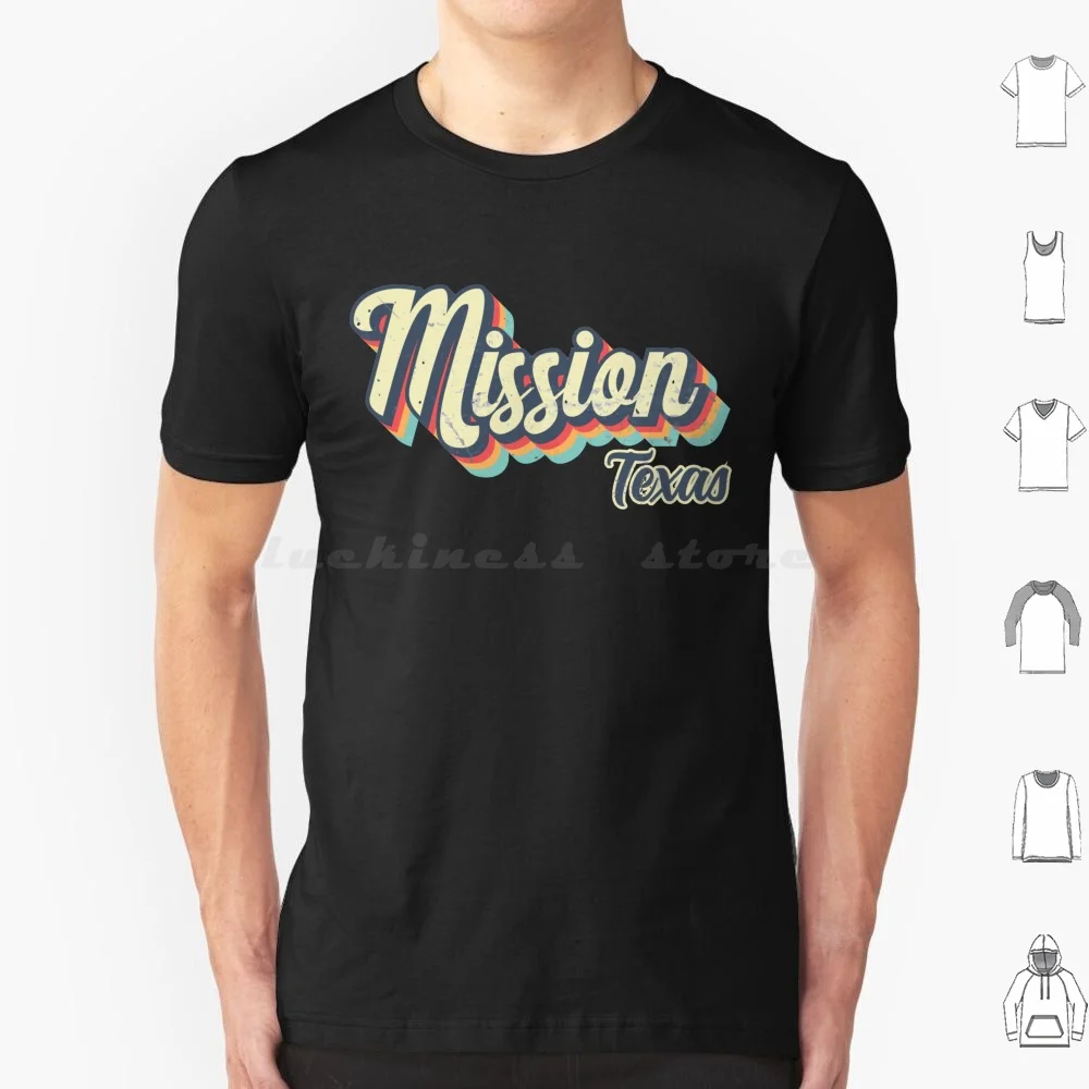 Mission City Texas Retro Vintage 70s Rainbow T Shirt Big Size 100% Cotton Mission Mission Texas Tx Mission Tx Mission City