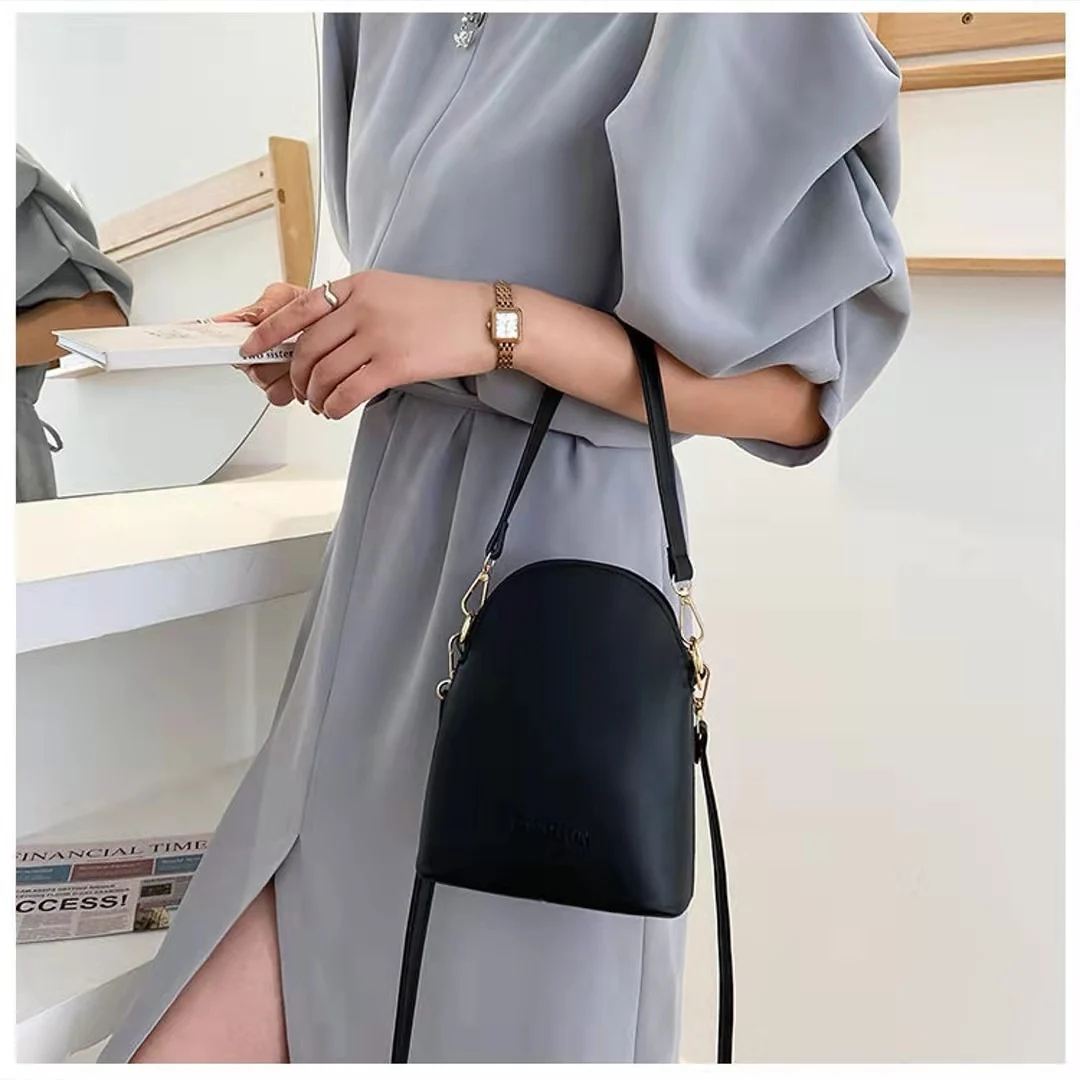 Shell Shape Shoulder Bags For Women Solid Color Cross-Body Underarm 2021 Autumn New Design PU Zipper All-Match Messenger Bags