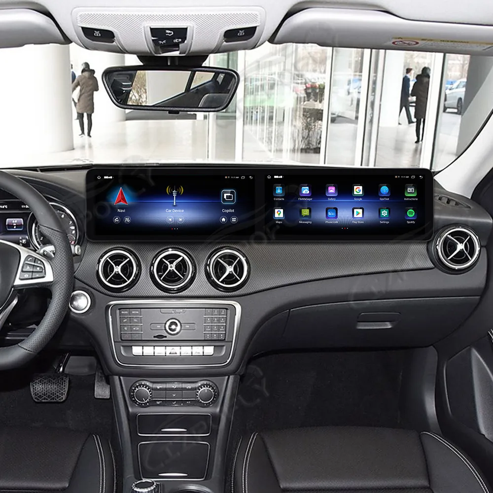 Carplay مع لمرسيدس GLA 2014-2019 المزدوج 12.3 بوصة شاشة السيارة راديو نظام تحديد المواقع والملاحة الوسائط المتعددة رئيس وحدة ترقية عدة