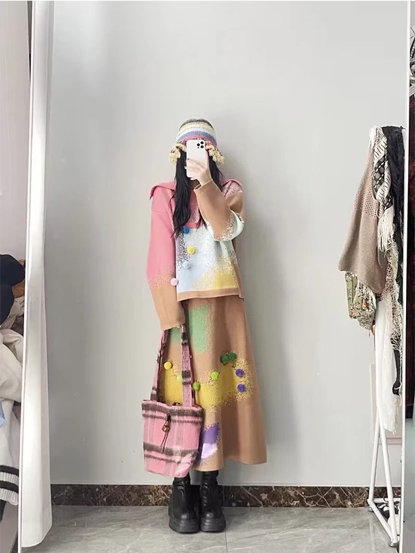 

Ladies adient Knitted Sweater Original Design Fading Effect Casual Sle Long Sve Regular Fit Faionable Ele Women'...