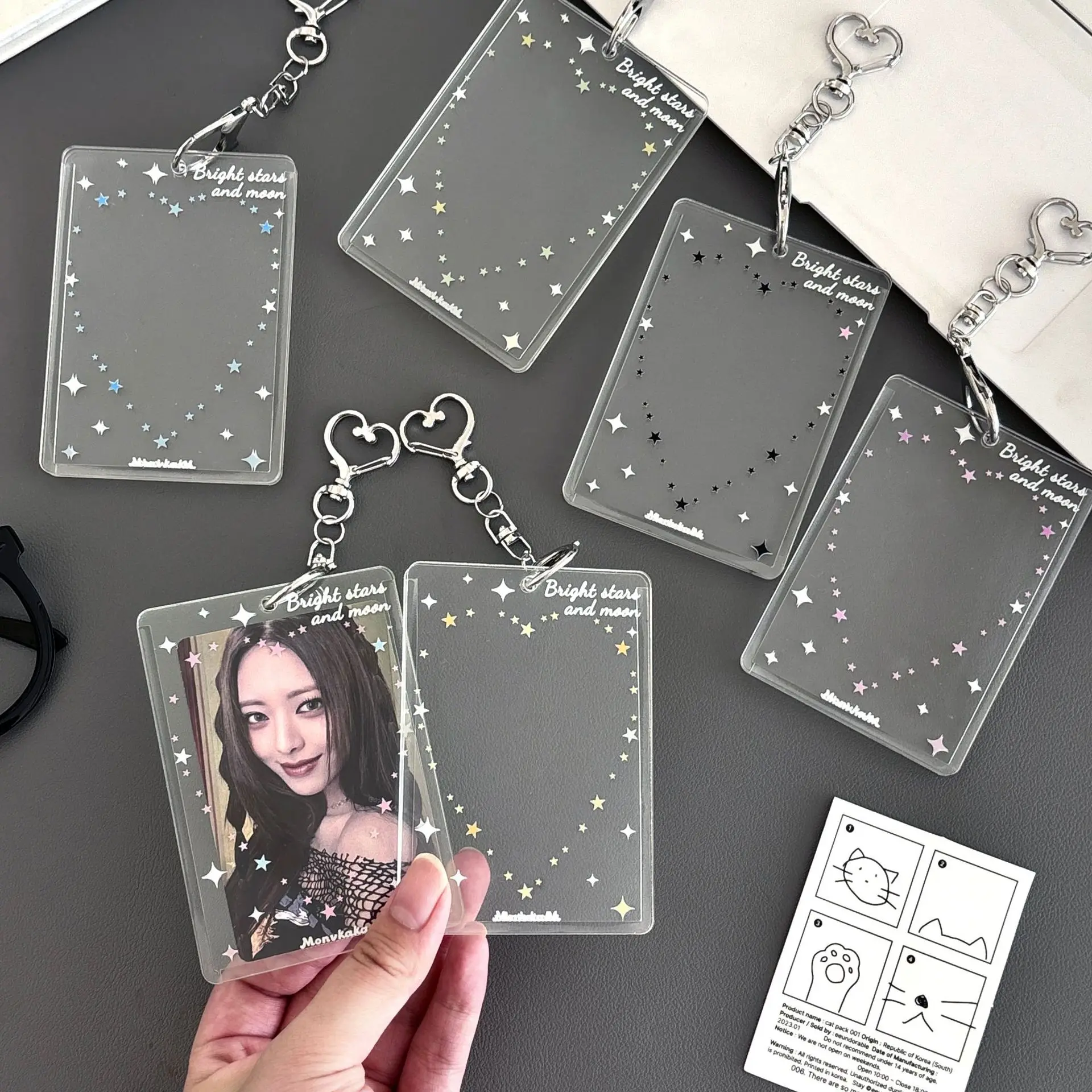 شفافة واضحة الاكريليك 3 بوصة Kpop Photocard حامل ستار الحب حامل بطاقة الصورة حقيبة قلادة القرطاسية المدرسية
