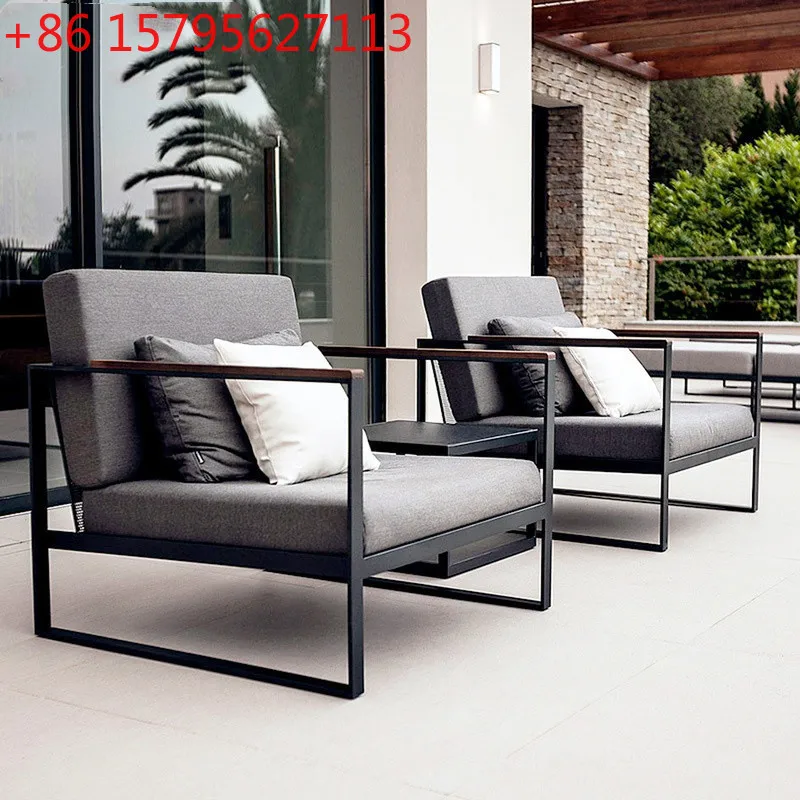 

Outdoor simple modern sofa courtyard garden open-air furniture sun room aluminum alloy double leisure coffee table