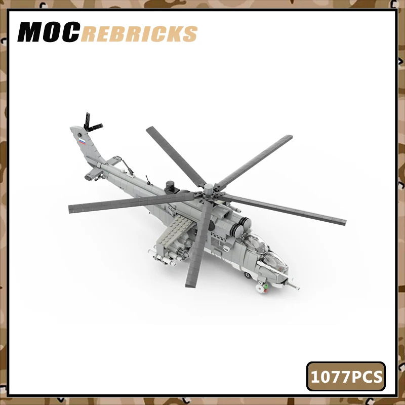 WW2 Military Serise Mi-35 HIND Fighter DIY Model Bricks Aircraft Building Block Airplane Weapons Children Christmas Toys Gifts