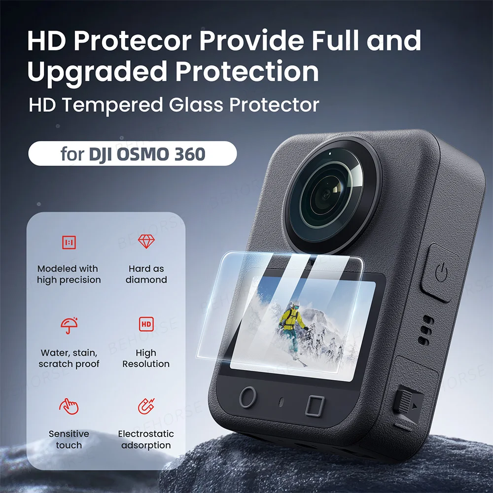 DJI Osmo 360 화면 보호기 용 2PCS 강화 유리 DJI Osmo 360 카메라 액세서리 용 스크래치 방지 HD 보호 필름