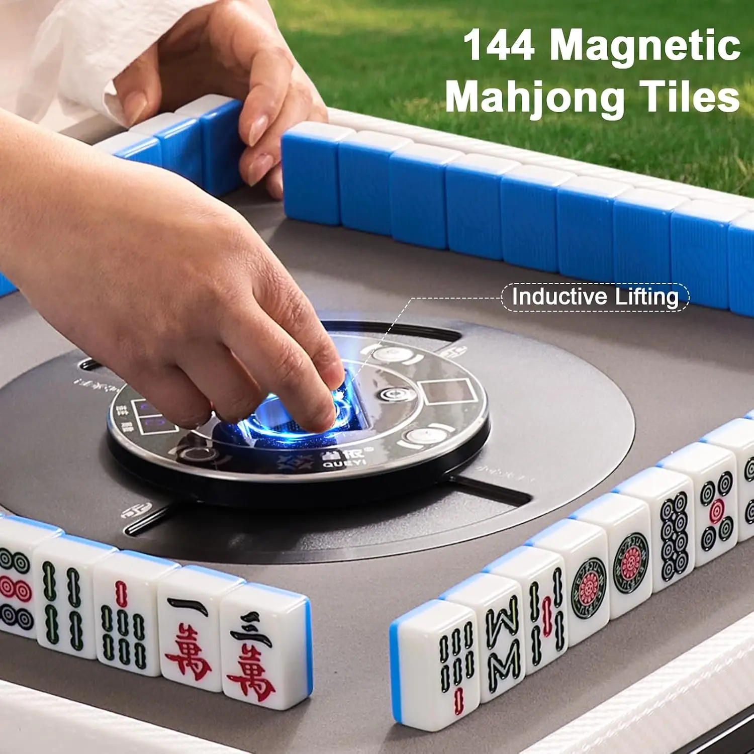 Portable Automatic Mahjong Machine w/ 144 Magnetic Tiles – Foldable Design for Easy Storage, Auto Shuffling,, Customized