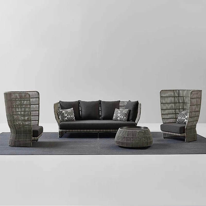 أريكة الروطان في الفناء الخارجي مزيج مزدوج شرفة خارجية خارج البندول B & B قسم المبيعات الترفيهية الروطان الفن فو