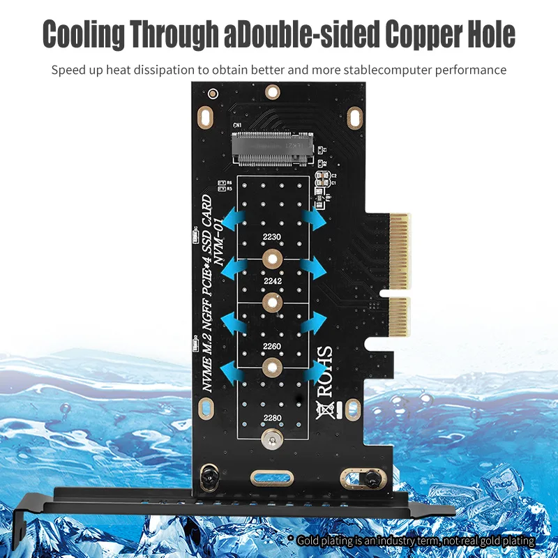 ICOOLAX tarjeta adaptadora PCIe a M.2, tarjeta de expansión NVMe para ordenador de escritorio, unidad de estado sólido NGFF SSD, tarjeta de expansión de clave M