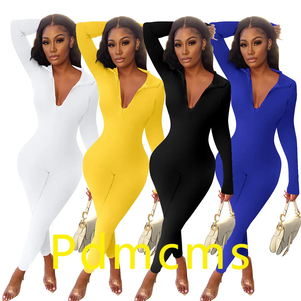 

2025 new autumn, European and American new polished zipper sports jumpsuit AliExpress