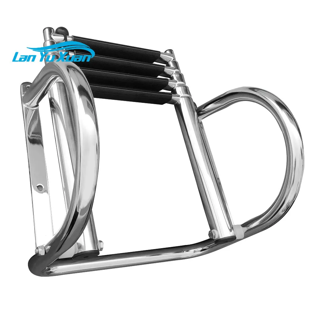 Stainless steel New handrail ladder mirror polished 4 step marine boat ladder /  4 step marine boat ladder for pontoon boat