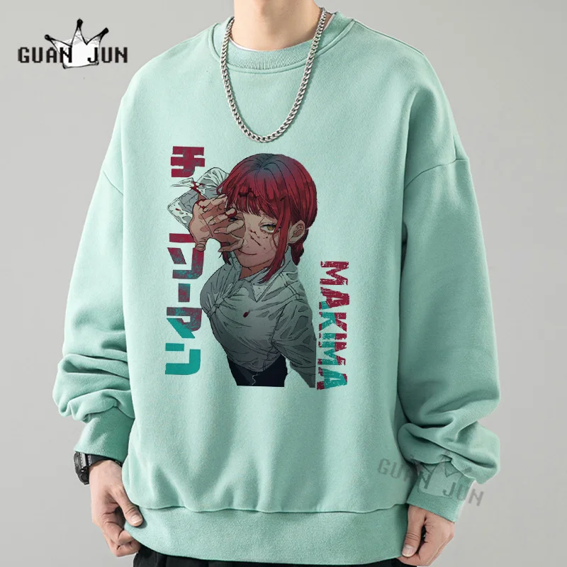 Anime Chainsaw Man Printed Sweatshirs Power Tops Autumn Winter Women Man Harajuku Casual Pullovers Streetwear Unisex Hooodies