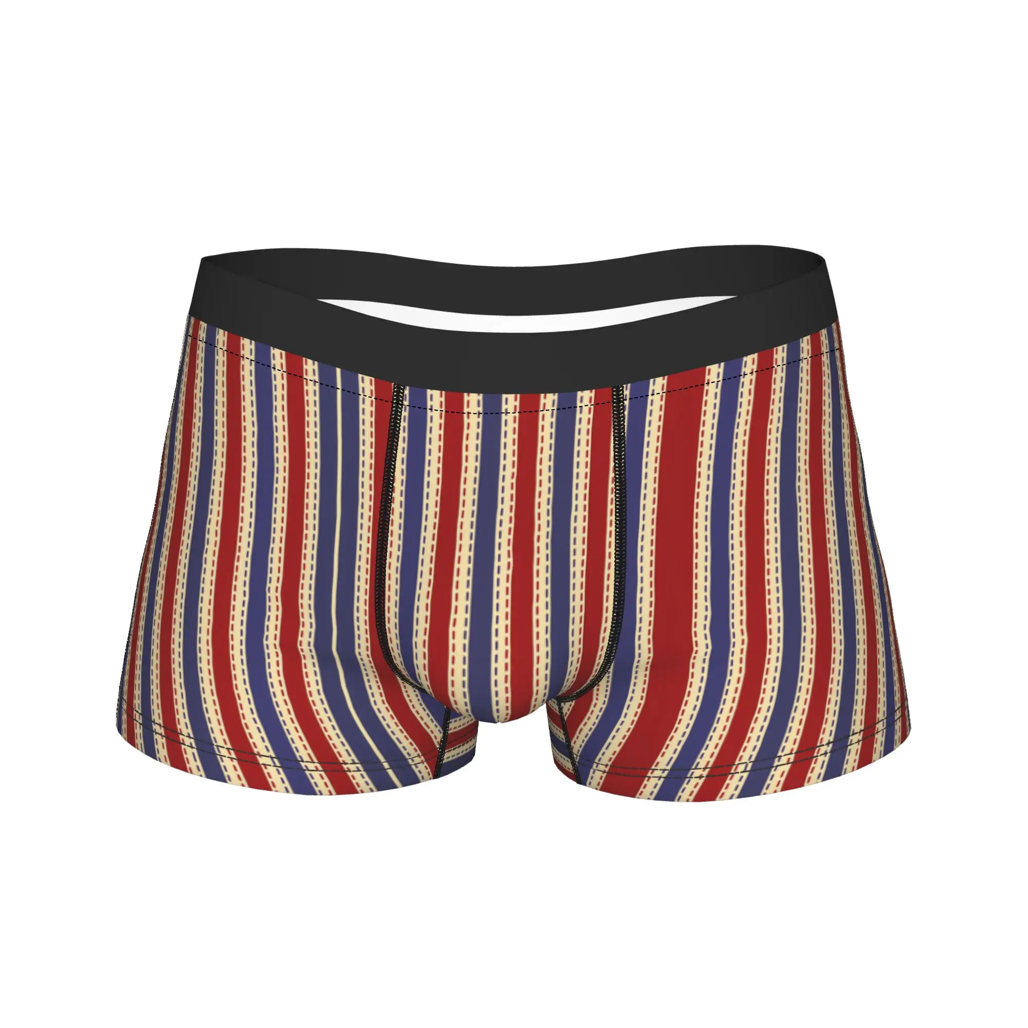 

Red Blue Beige Stripe Pattern Underwear Men Boxer Brief Comfortable Boxer Shorts Trenky Custom Plus Size Panties
