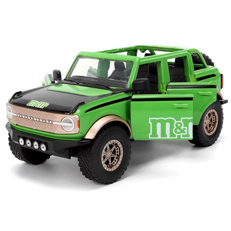 Jada 1:24 Zielony Ford Bronco/ 911 TURBO Model Samochodu Ze Stopu Metali z Figurką Statyczna Kolekcja Dekoracyjna Prezent na Święta Zabawki
