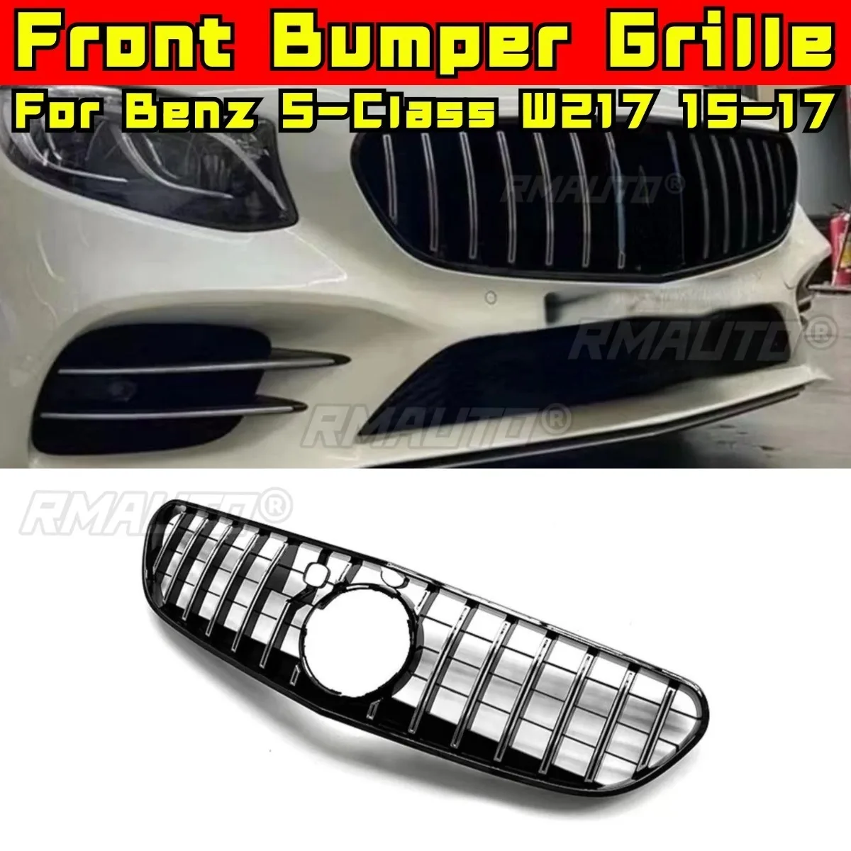 

Car Bumper Grill Decorative Strips Racing Grille Body Kit Front Bumper Grill For Mercedes Benz S-Class 2-Door W217 2015-2017