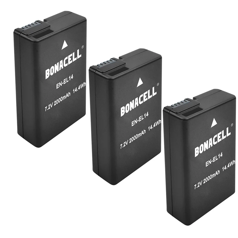 Bonadget 2000mAh EN-EL14 ENEL14 EN EL14 Bateria Camera + Dual Carregador Para Nikon D5200 D3100 D3200 D5100 P7000 P7100 MH-24