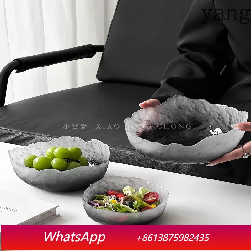 

YJQ senior sense gradual change glacier pattern glass fruit bowl household salad bowl fruit dried fruit snack plate