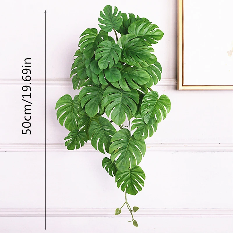 Grüne künstliche Pflanzen Simulation Wandbehang gefälschte Blatt Rattan echte Schildkröte Rattan Hochzeit Hotel Party Home Decor Accessori – Detail 10