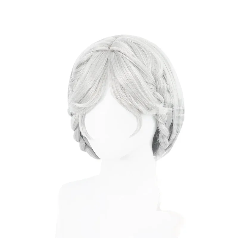 High Quality Promised Day Cosplay Wig 45CM Silver White Heat-resistant Synthetic Hair Halloween Party Cosplay Wigs+wig Cap