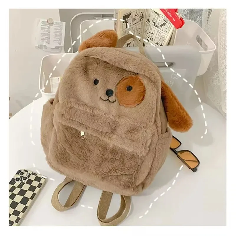 Cartoon Cute Student Plush school backpack Large Capacity Dog Shoulder bag Fashion Girls Backpack For Travel Outdoor