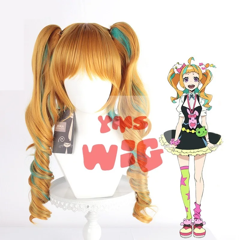 New Arrival Japanese Anime Kiznaiver NIYAMA NICO Cosplay Wig Gold Brown Green Highlight Hair Wig Anime Cos Wig