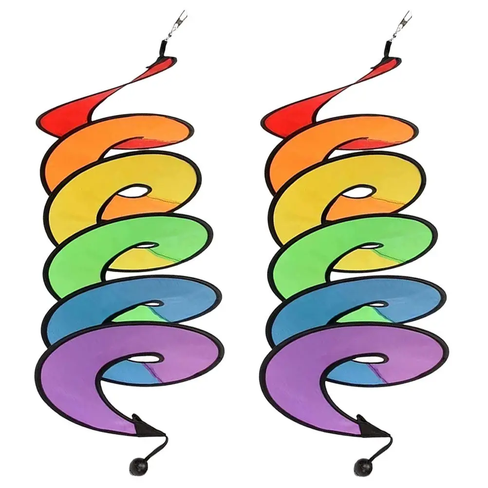 2Pcs Rainbow Spinner Rotating Spiral Decor Outdoor Yard Wind Catcher Hanging Ornament for Trees Windows Ceilings