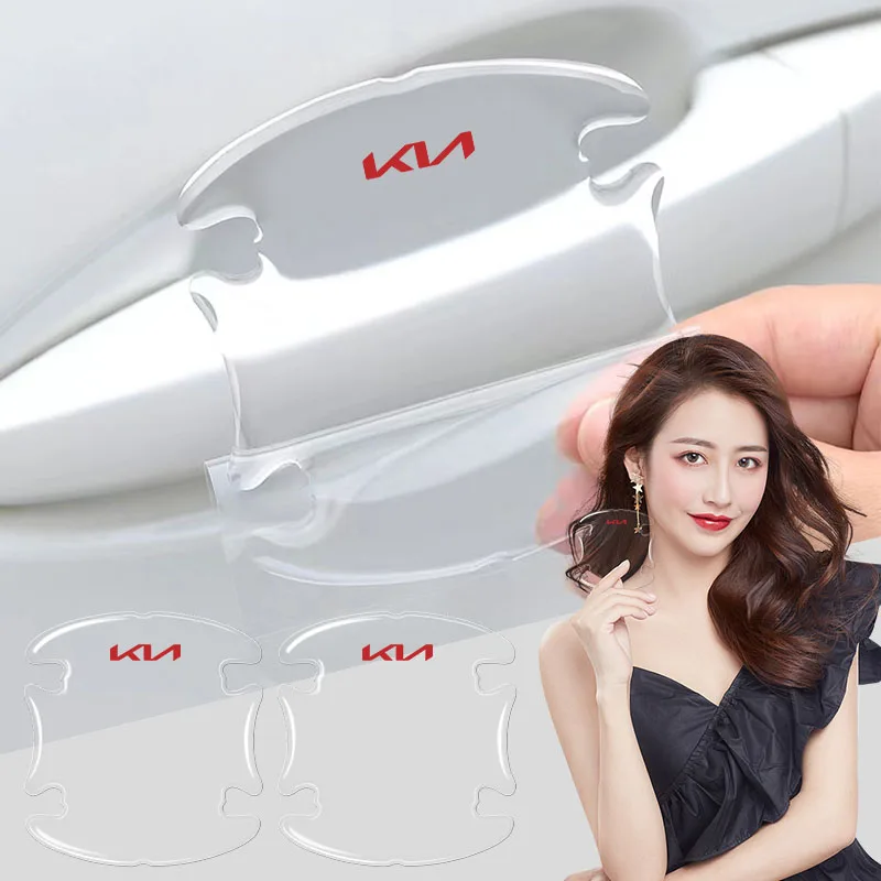

4PC Transparent Car Door Handle Sticker Decoration Protector Film For Kia Rio Ceed Sportage Cerato Soul Sorento K2 K5 Flip