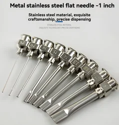 1-inch flat metal dispensing needle, stainless steel dispensing needle tube, dispensing equipment needle, dispensing accessories