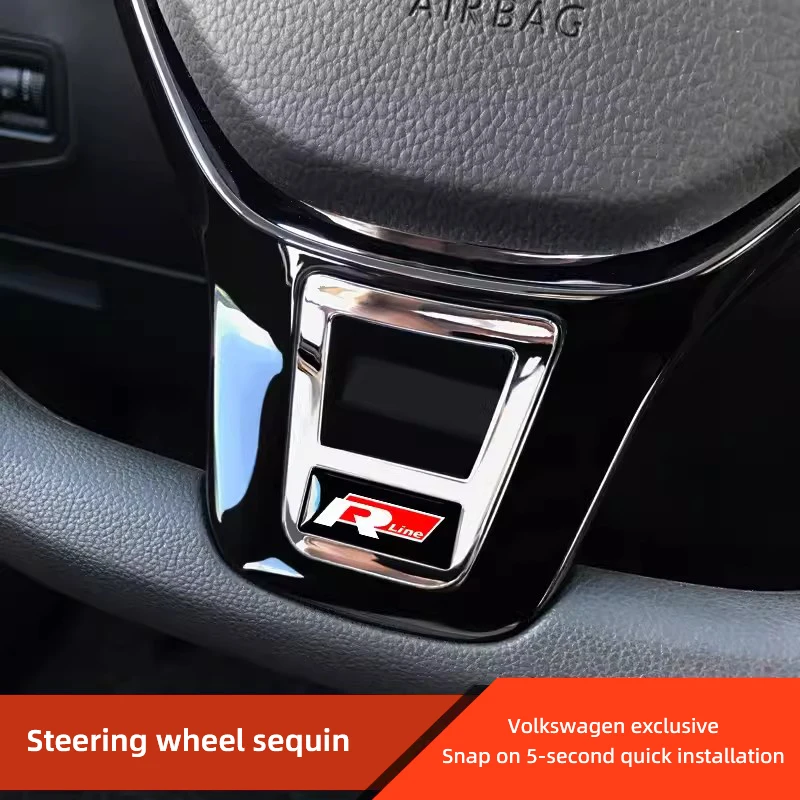 1Pcs Car Emblem Steering Wheel Cover Sticker For VW GTI R Line Golf Polo Passat B6 CC Artcon Tiguan Jetta Magotan Touran Sharan