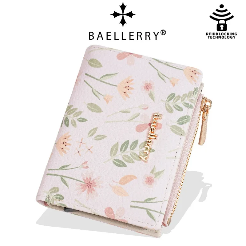 

Женский мягкий кошелек Baellerry с модным принтом, держатель для карт, кошелек для монет, многофункциональный кошелек на молнии с защитой от считывания данных.