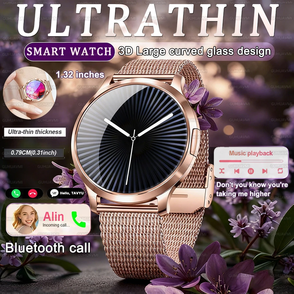 

2026 NEW Ultra-thin body Fashion Smart Watch 1.32"AMOLED HD 3D Screen Women's Health Heart Rate Bluetooth Call Woman Smart Watch