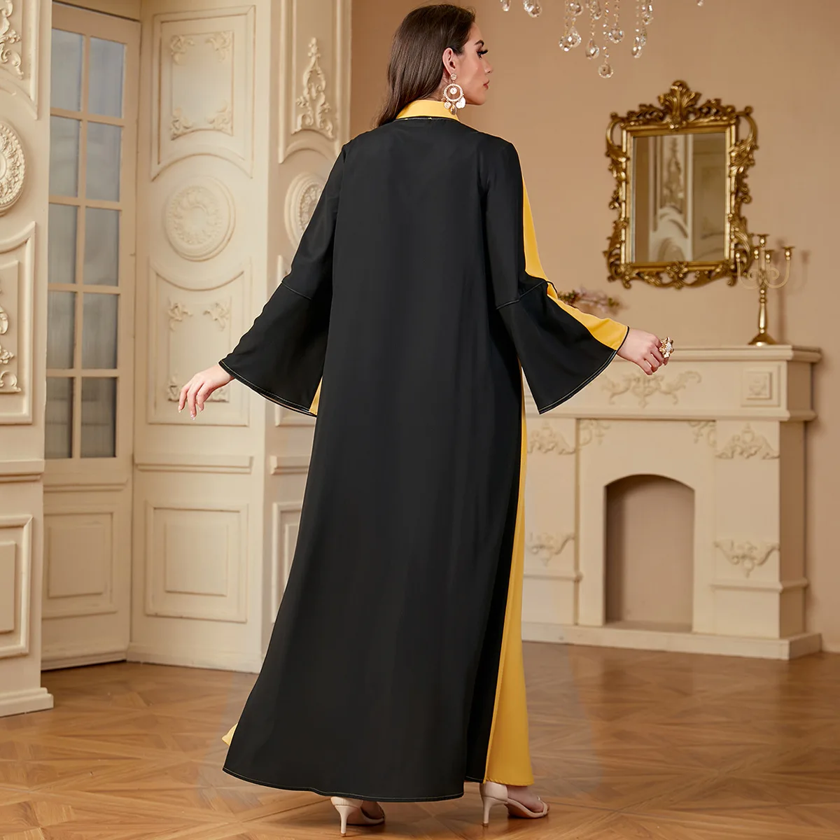 UNI nouvelle mode Robe contrastée Robe Ramadan Robe musulmane longue Abaya moyen-orient vêtements pour femmes Eid arabe robes de soirée musulmanes