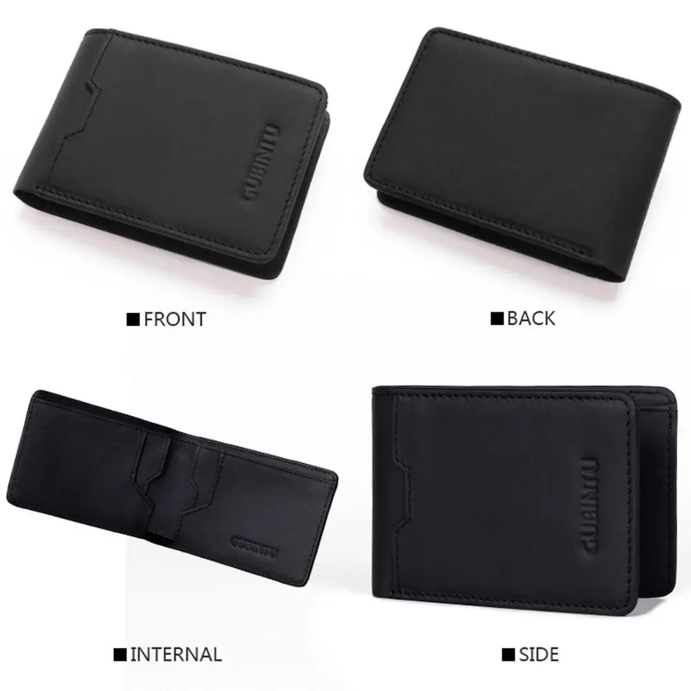 Genuine Leather Mens Wallets Slim Vintage RFID Blocking Card Holder Anti Magnetic Card Protection Bifold Money Clip Wallet Man